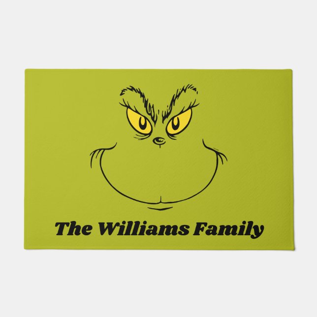 Paillasson Personnalisé Comment Grinch Stole visage de Noël (Devant)