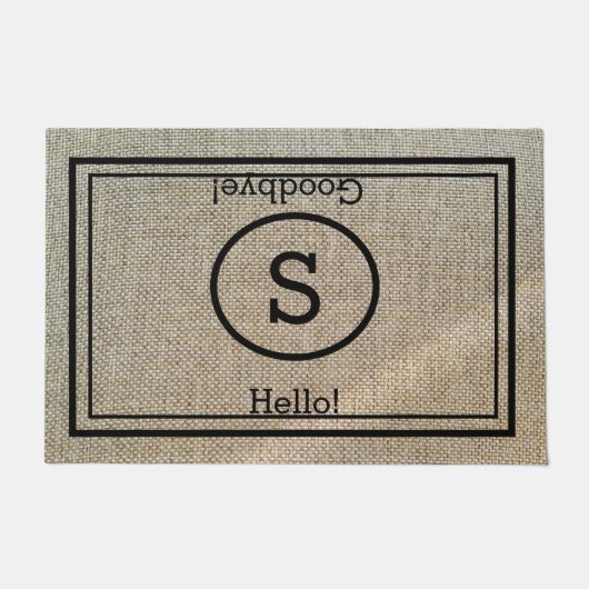 Paillasson Personnalisé Monogramme Hello and Goodbye Rustic (Devant)