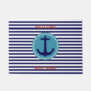 Paillasson Personnaliser Bandeau de Nom de Bateau Bleu Marin