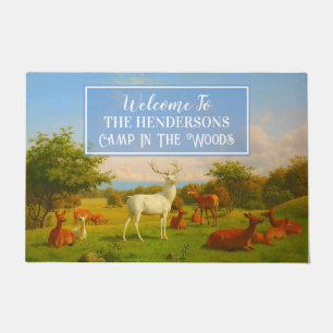 Paillasson Personnaliser Cerf de White Stag Troupeau Vert Pra
