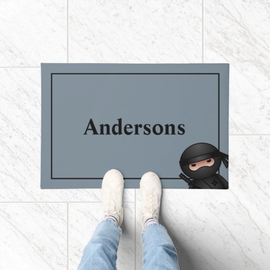Paillasson Petit guerrier de Ninja sur Grey (Intérieur)
