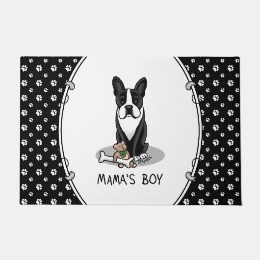 Paillasson Petit Mama's Boy Boston Terrier (noir) Chien (Devant)