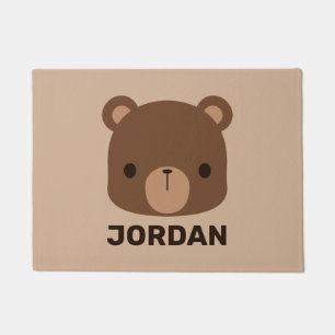 Paillasson Petit ours Brown mignon avec nom personnalisé