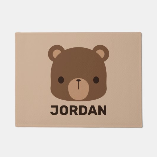 Paillasson Petit ours Brown mignon avec nom personnalisé (Devant)