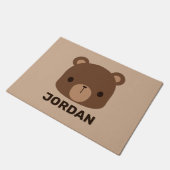 Paillasson Petit ours Brown mignon avec nom personnalisé (Incliné)