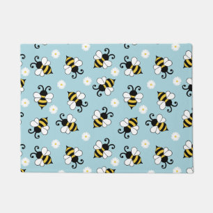 Paillasson Petites abeilles mignonnes et fleurs marguerites m