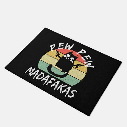 Paillasson Pew Pew Pew Madafakas Funny Chat Crazy Cat (Incliné)