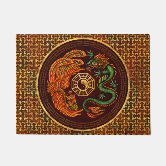 Paillasson Phoenix et Dragon avec bagua #1 (Devant)
