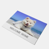 Paillasson Photo chien chiot bienvenue à la maison (Incliné)