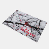 Paillasson Photo Red Cardinal Snow Tree (Incliné)