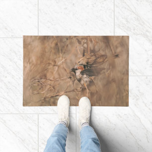 Paillasson Photographie de faune de moineaux marrons rustique