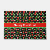 Paillasson Pickleball de Noël Rouge Green Paddles Balls Noir (Devant)