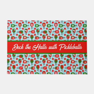 Paillasson Pickleball de Noël Rouge Vert Bleu Flèches de neig