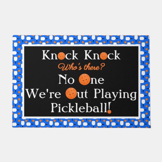 Paillasson Pickleball Entryway Knock Knock Joke Blue Orange (Devant)