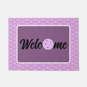 Paillasson Pickleball Entryway Lavender et White Welcome