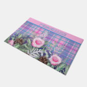 Paillasson Pin rose Pin Cône Rose Bleu Plaid (Incliné)