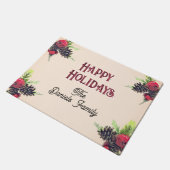 Paillasson Pine cône vintage et baies Noël (Incliné)