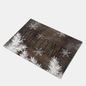 Paillasson Pinède des neiges bois rustique brun hiver (Incliné)