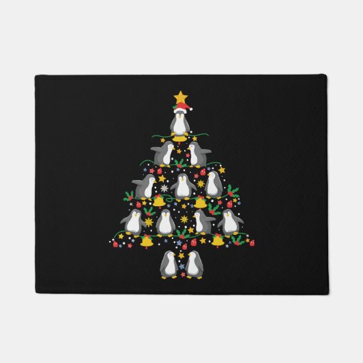 Paillasson Pingouin Noël Arbre Penguin Lumières de Noël (Devant)