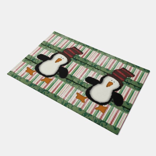 Paillasson Pingouin Stripe de Noël Matt Doormat (Incliné)