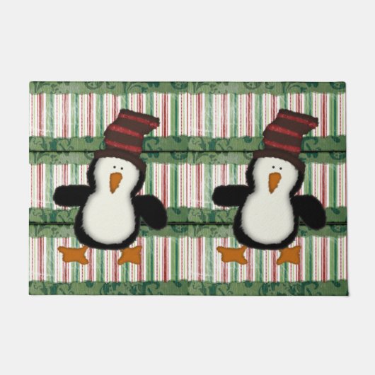 Paillasson Pingouin Stripe de Noël Matt Doormat (Devant)