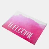 Paillasson Pink arty aquarelle thème de bienvenue (Incliné)