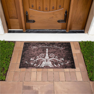 Paillasson Pink Eiffel Tower Grunge Porte personnalisée Mat