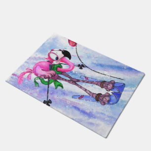 Paillasson Pink Flamant rose Skier Doormat