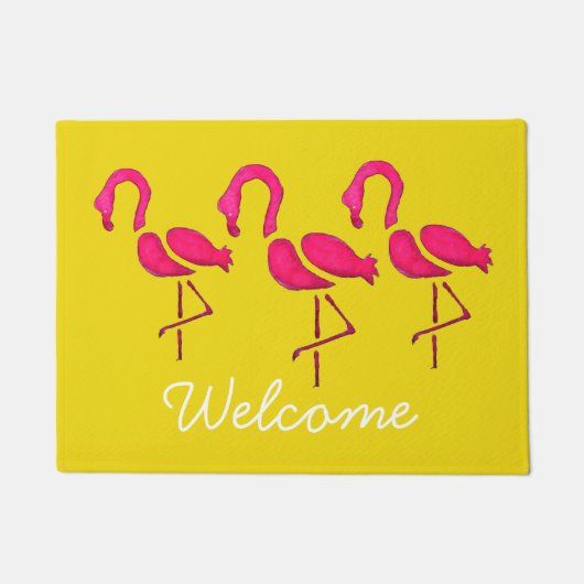 Paillasson Pink flamingo pop art unique (Devant)