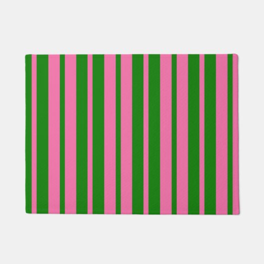 Paillasson Pink Green Stylish Stripes Pattern Design (Devant)