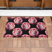 Paillasson Pink Lion Head Animal Pattern Design - Black 