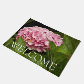 Paillasson Pink Mophead Hydrangea Floral Bienvenue (Incliné)