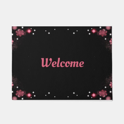 Paillasson Pink Snowflakes Design Bienvenue Personnaliser (Devant)