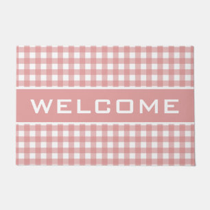 Paillasson Pink Stripes En vichy Motif Welcome Doormat