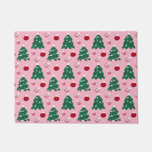 Paillasson Pink Sweet Greenery Christmas Tree Holiday  (Devant)