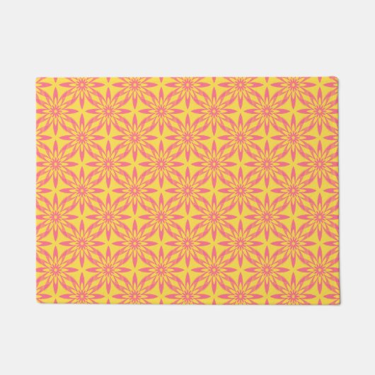 Paillasson Pink Yellow Flower Seamless Pattern (Devant)