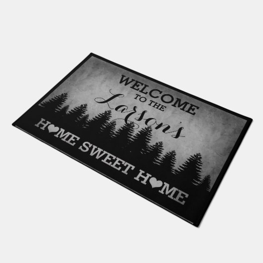 Paillasson Pins rustiques Accueil personnalisé (gris) (Incliné)