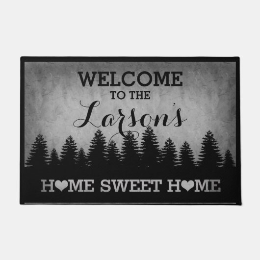 Paillasson Pins rustiques Accueil personnalisé (gris) (Devant)