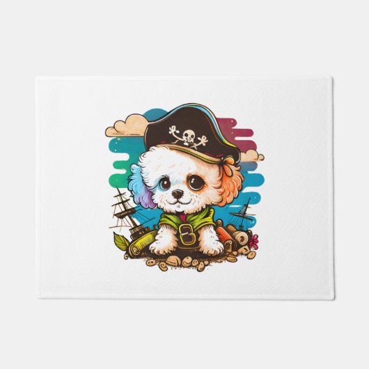 Paillasson Pirate de chien de Bichon (Devant)