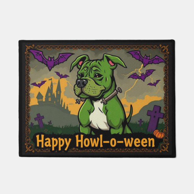 Paillasson Pitbullstein Happy Howl-o-ween (Devant)