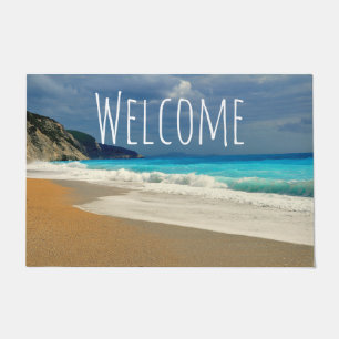 Paillasson Pittoresque Turquoise Blue Sea Beach Photo Bienven