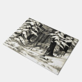 Paillasson Pittoresque Winter Woods Snowy Evergreens Faune (Incliné)