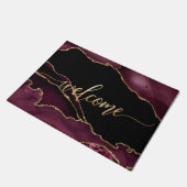 Paillasson PixDezines BURGUNDY AGATE FAUX GOLD VEINS, BIENVEN (Incliné)