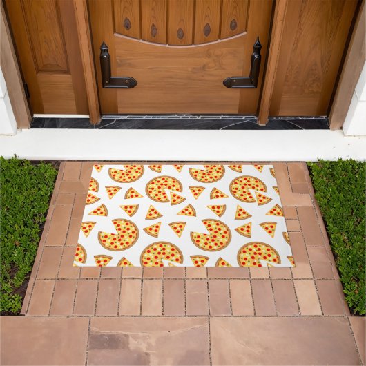 Paillasson Pizza et tranches de cool motif sur blanc (De plein air)