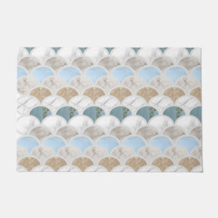 Paillasson plage aqua bleu marbre blanc pastel pèse-sirène