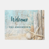 Paillasson Plage bleu sable coquille d'étoiles (Devant)