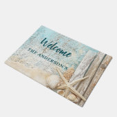 Paillasson Plage bleu sable coquille d'étoiles (Incliné)