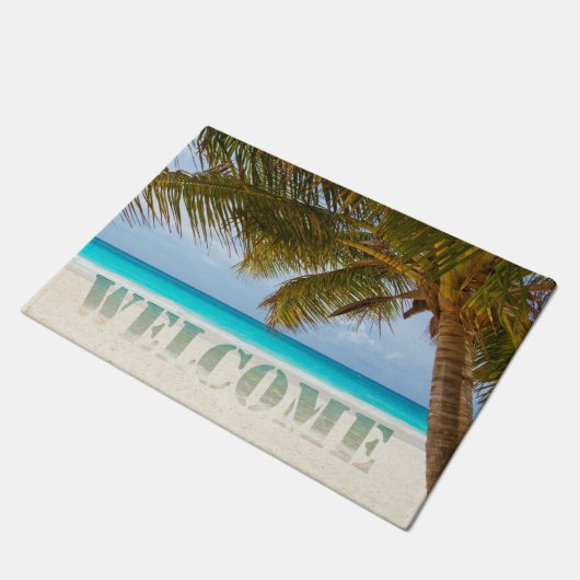 Paillasson Plage, Océan, Palm, Bienvenue (Incliné)