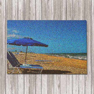 Paillasson Plage Scène Seascape Chaises Parapluies Pointillis