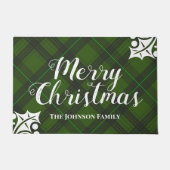 Paillasson Plaid classique Joyeux Noël vert Tartan (Devant)